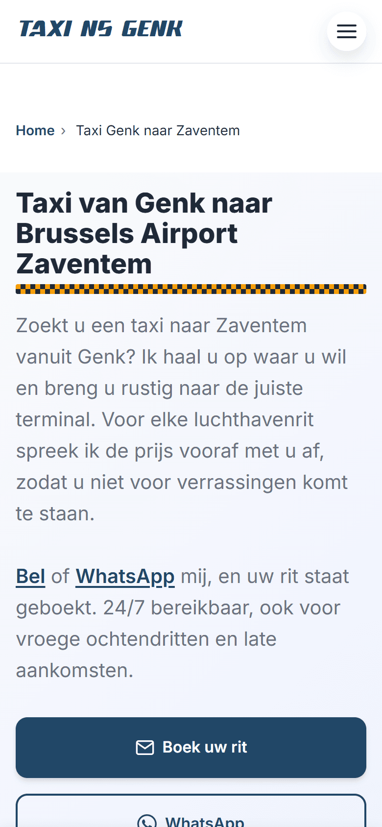 Taxi NS Genk: Routepagina