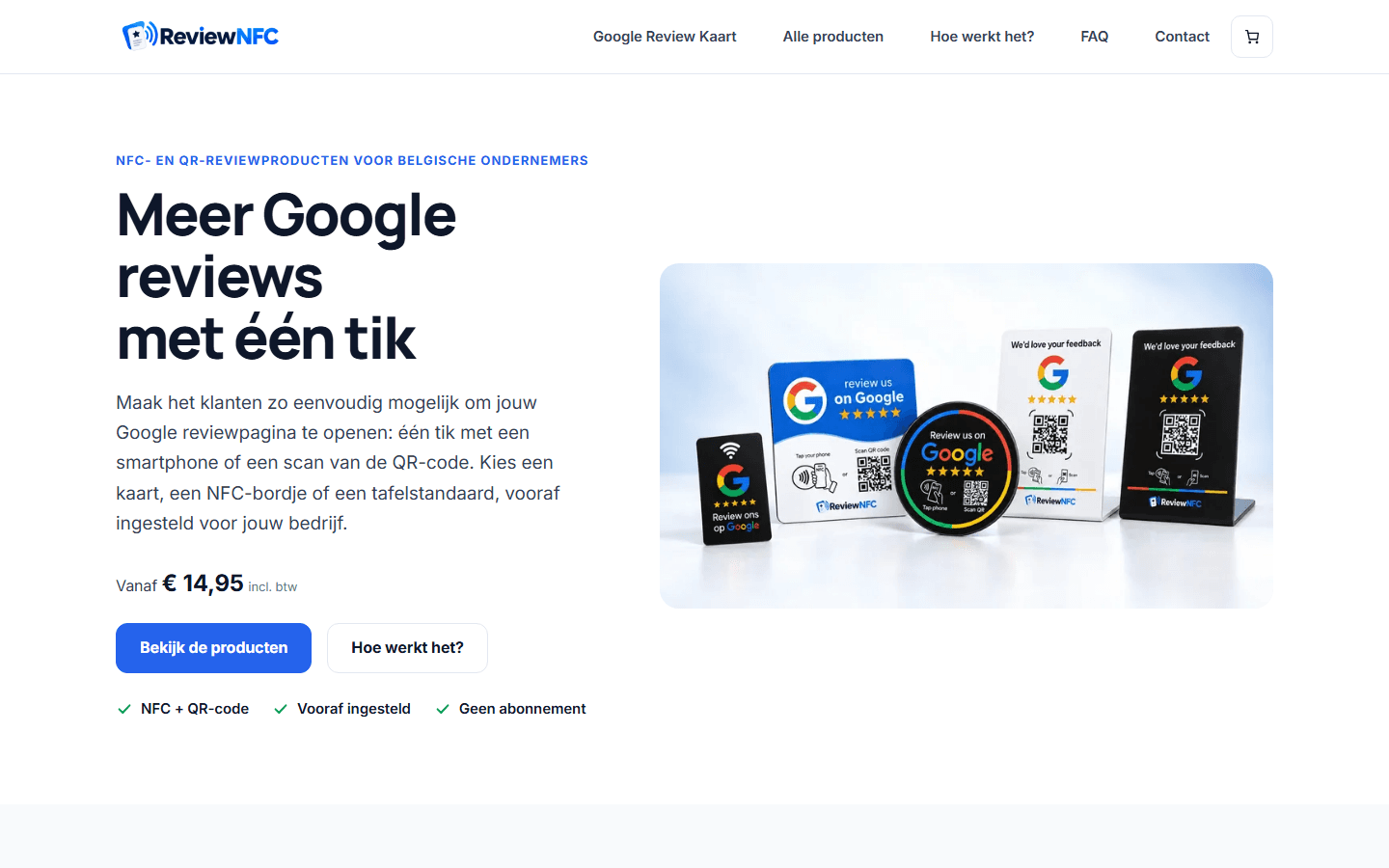 ReviewNFC: homepage op een computer