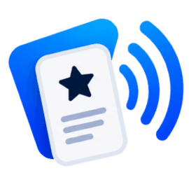 Het icoon: een reviewkaart met een NFC-signaal
