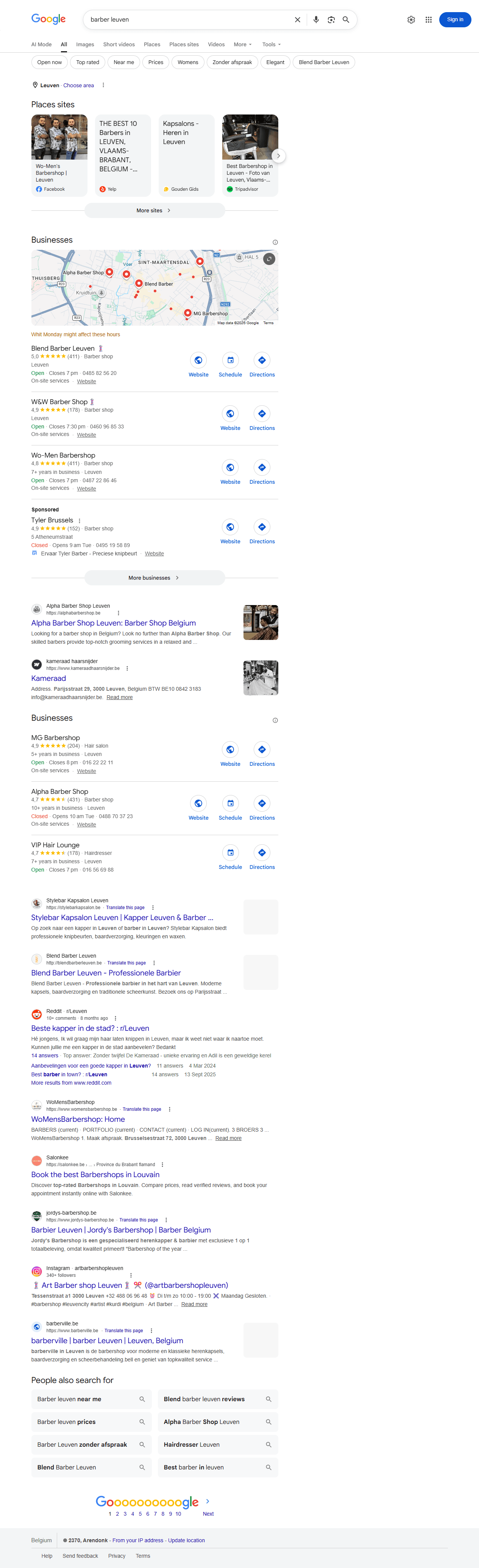 Google zoekresultaat voor 'barber leuven'