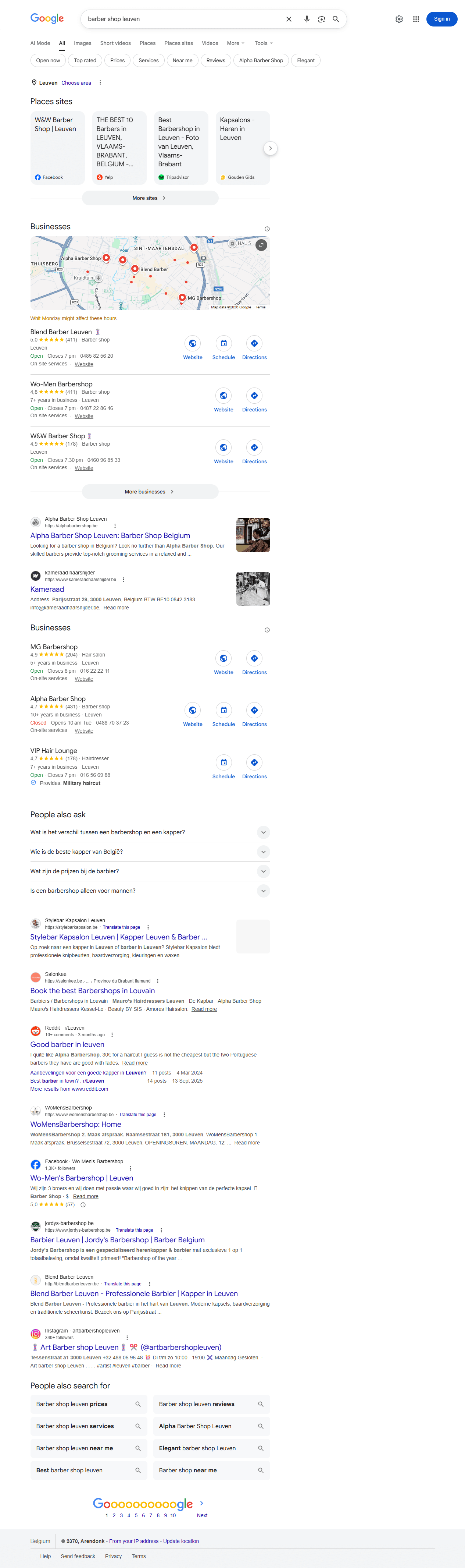 Google zoekresultaat voor 'barber shop leuven'
