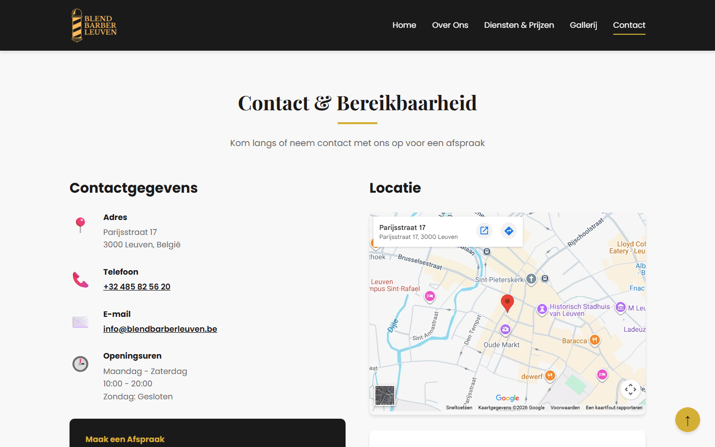 Blend Barber Leuven: Contact, openingsuren en de kaart.