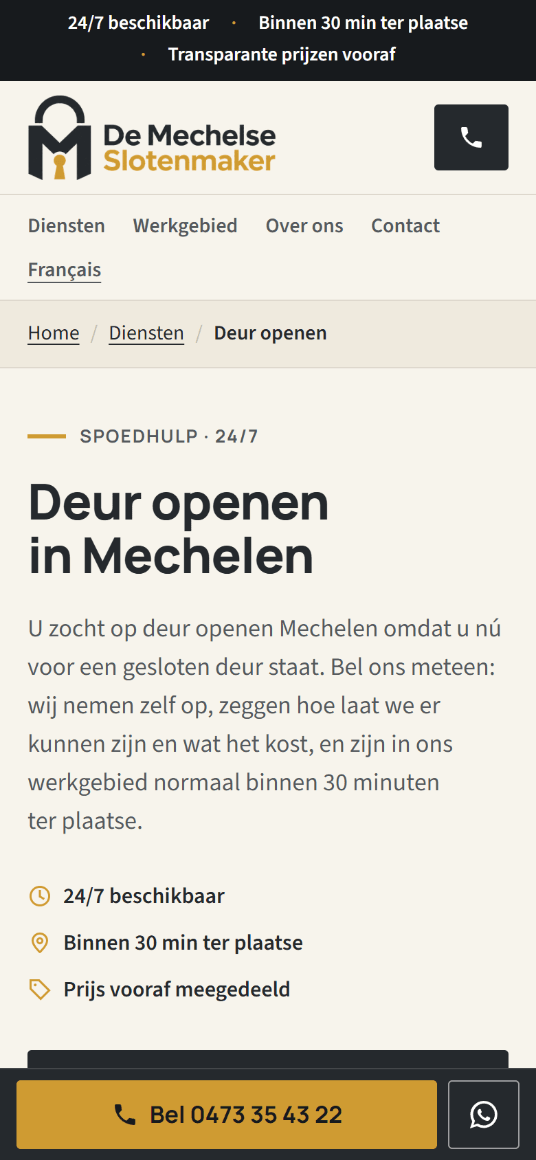 De Mechelse Slotenmaker: Dienstpagina