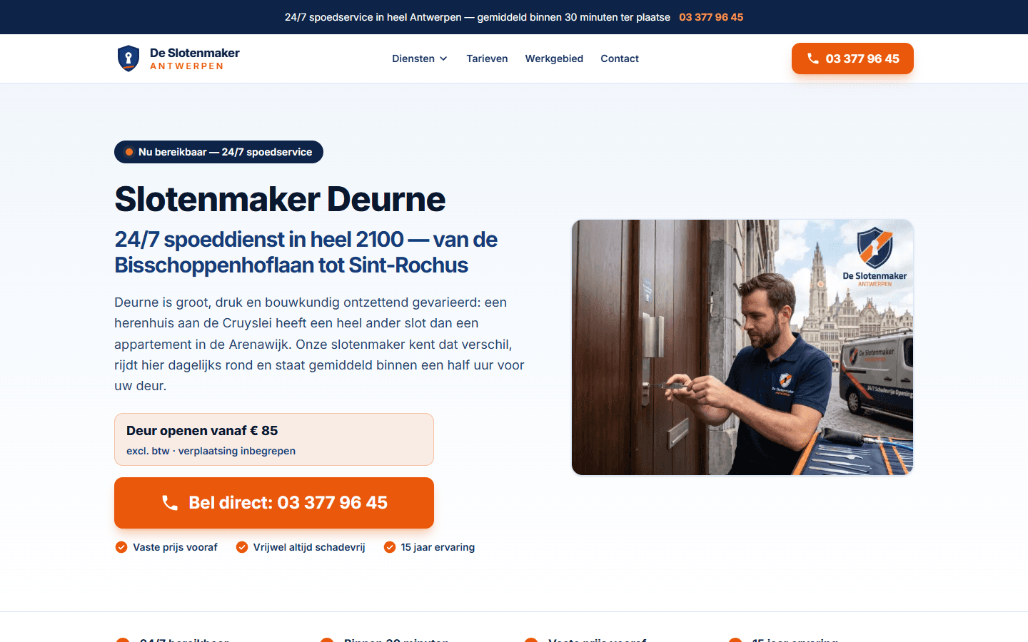 De Slotenmaker Antwerpen: The district page for Deurne.