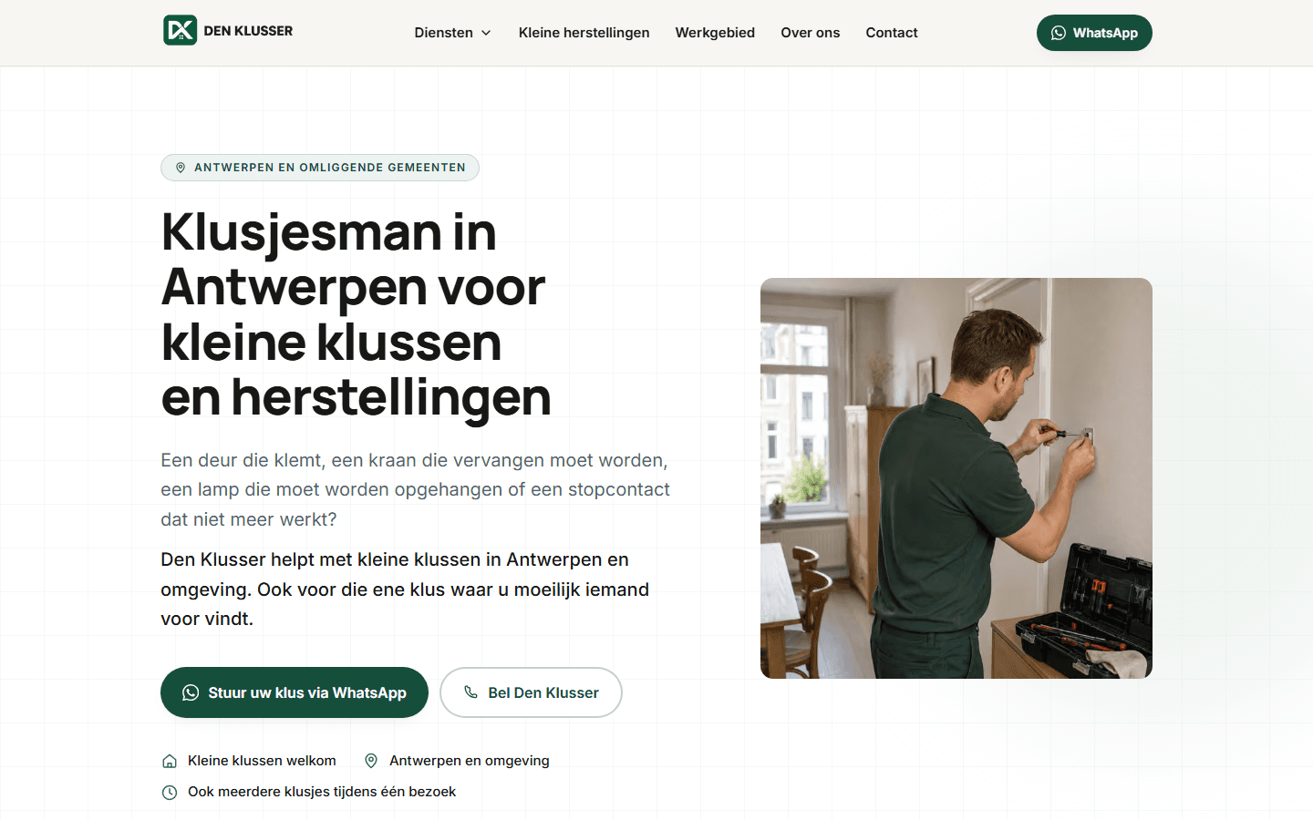 Den Klusser: homepage on a computer