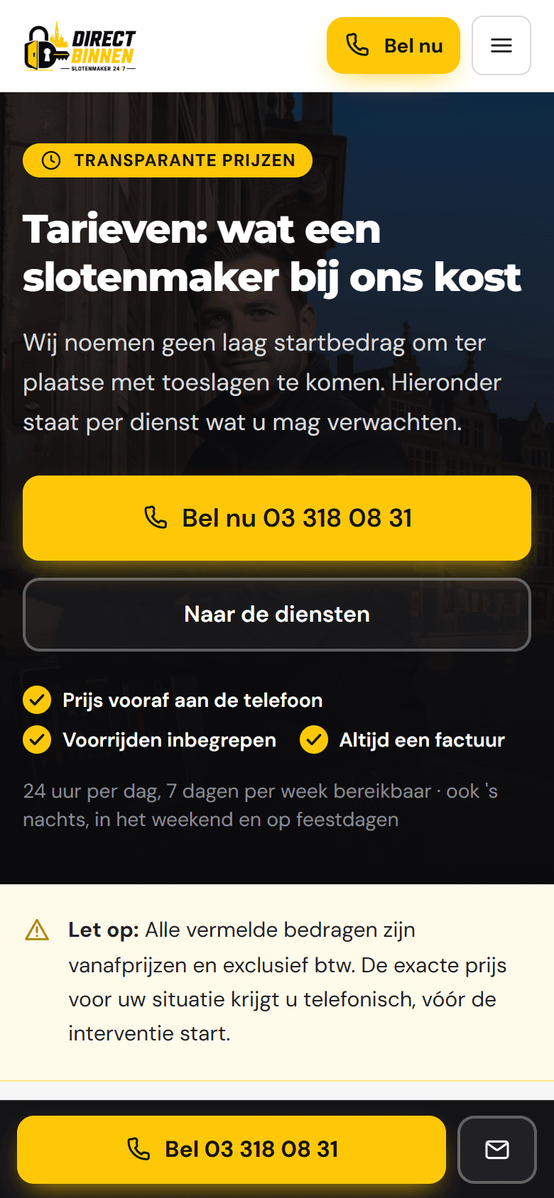 Direct Binnen: Tarieven