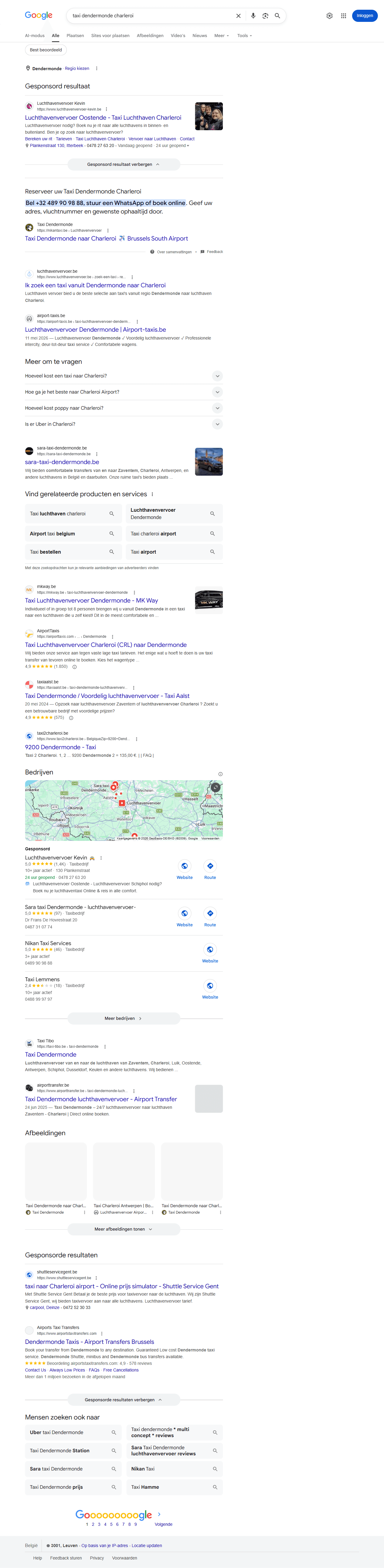 Google zoekresultaat voor 'taxi dendermonde charleroi'
