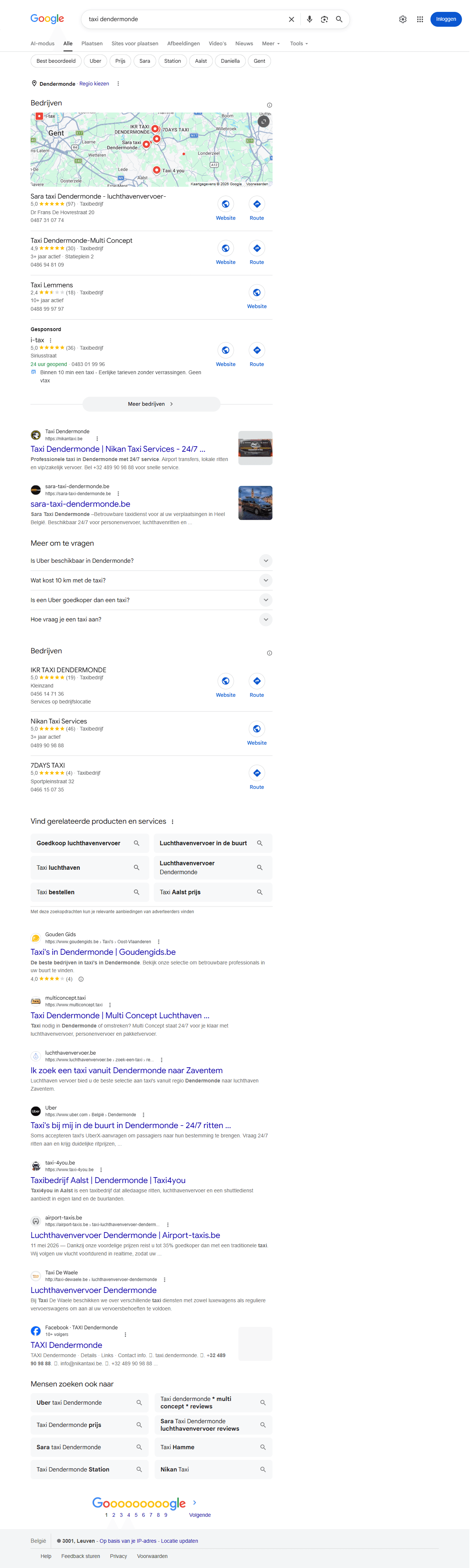 Google zoekresultaat voor 'taxi dendermonde'