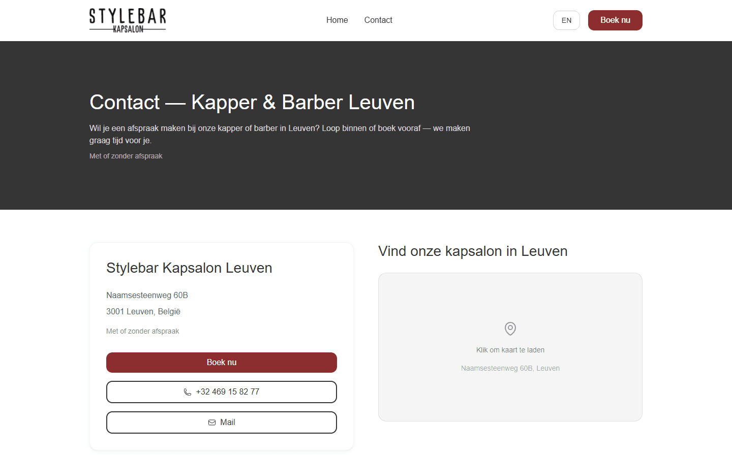 Stylebar Kapsalon: De contactpagina.