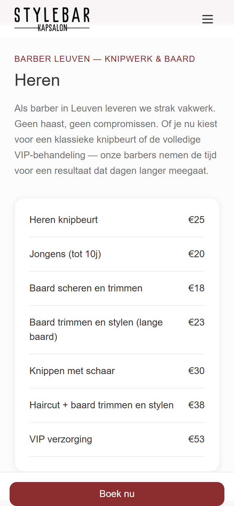 Stylebar Kapsalon: Prijzen
